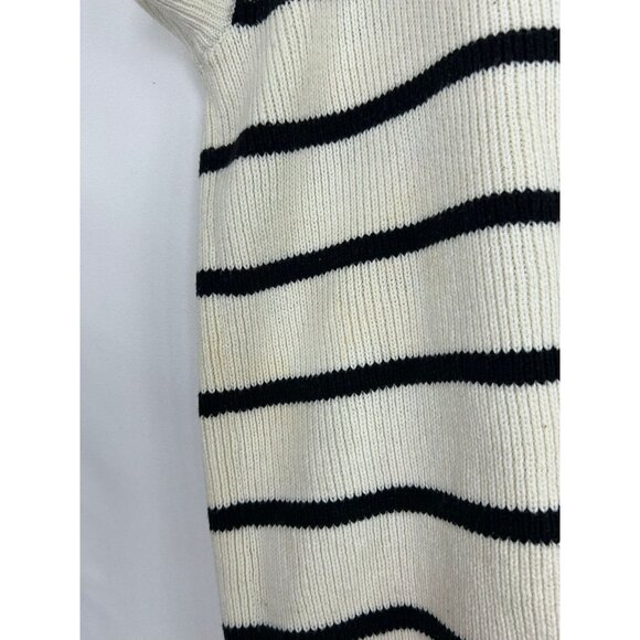 Evereve Womens Sweater L Vest Striped Short Sleeve Cotton Blend Black/White - Picture 7 of 10